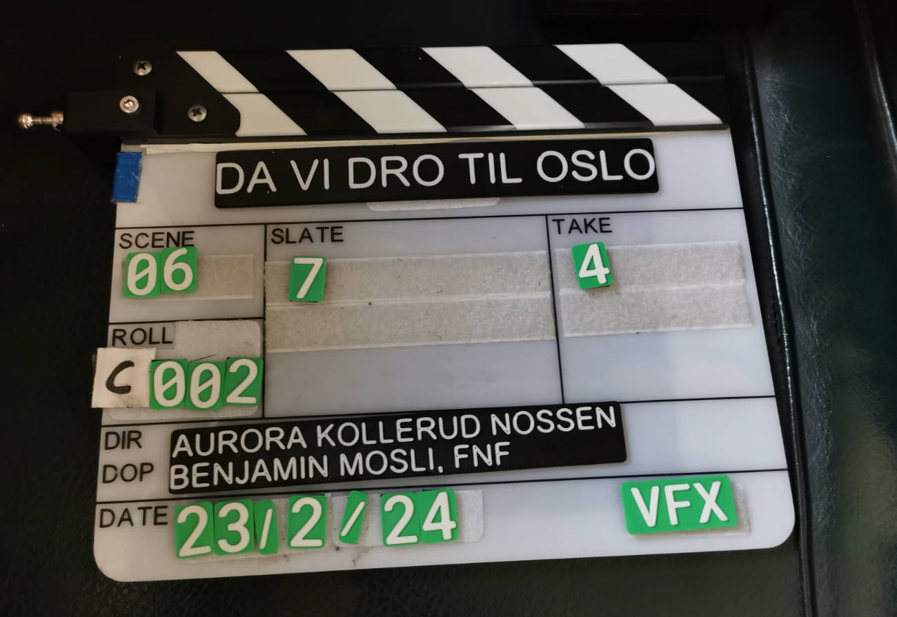 Da vi dro til Oslo - Pilot film project clapper